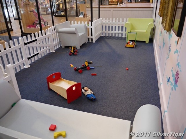 A play area for bored toddlers (and rest area for tired adults!)